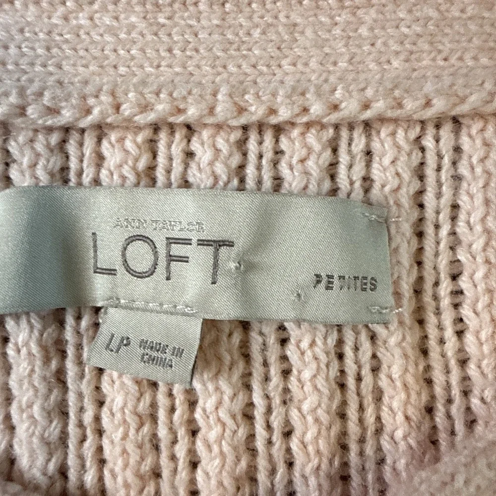 LOFT Women's Cable Knit Sweater Pink Petite Size L